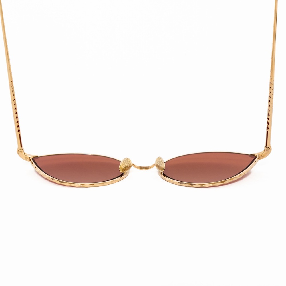 SOLD - AHLEM Place des Alpes Champagne Gold Cat Eye Sunglasses — Rosy Brwn Lens - Picture 7 of 15
